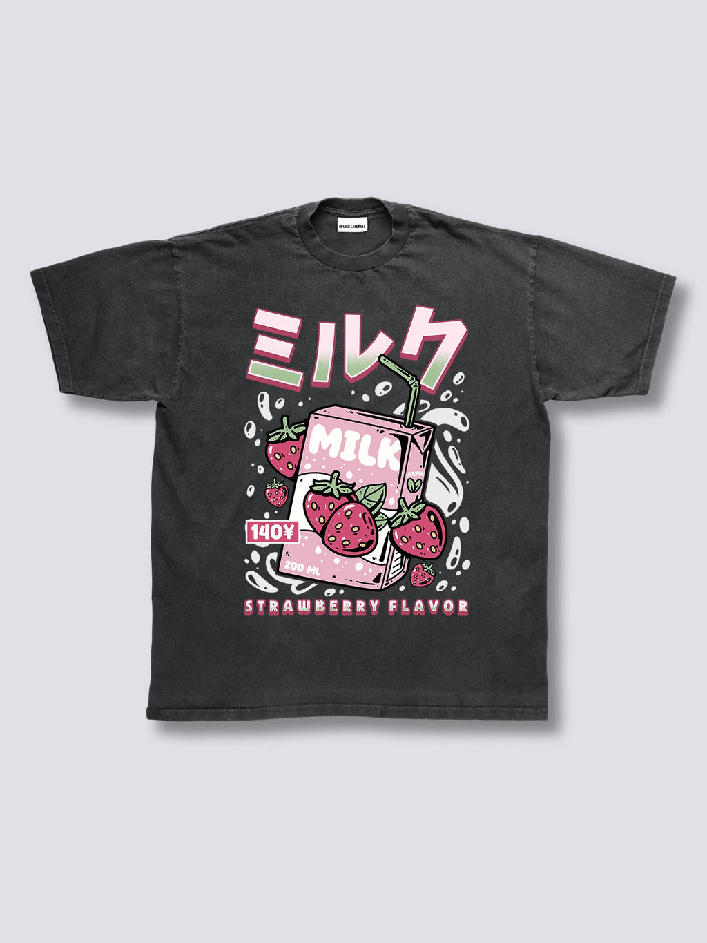 Front Print - Strawberry Milk Vintage T-Shirt