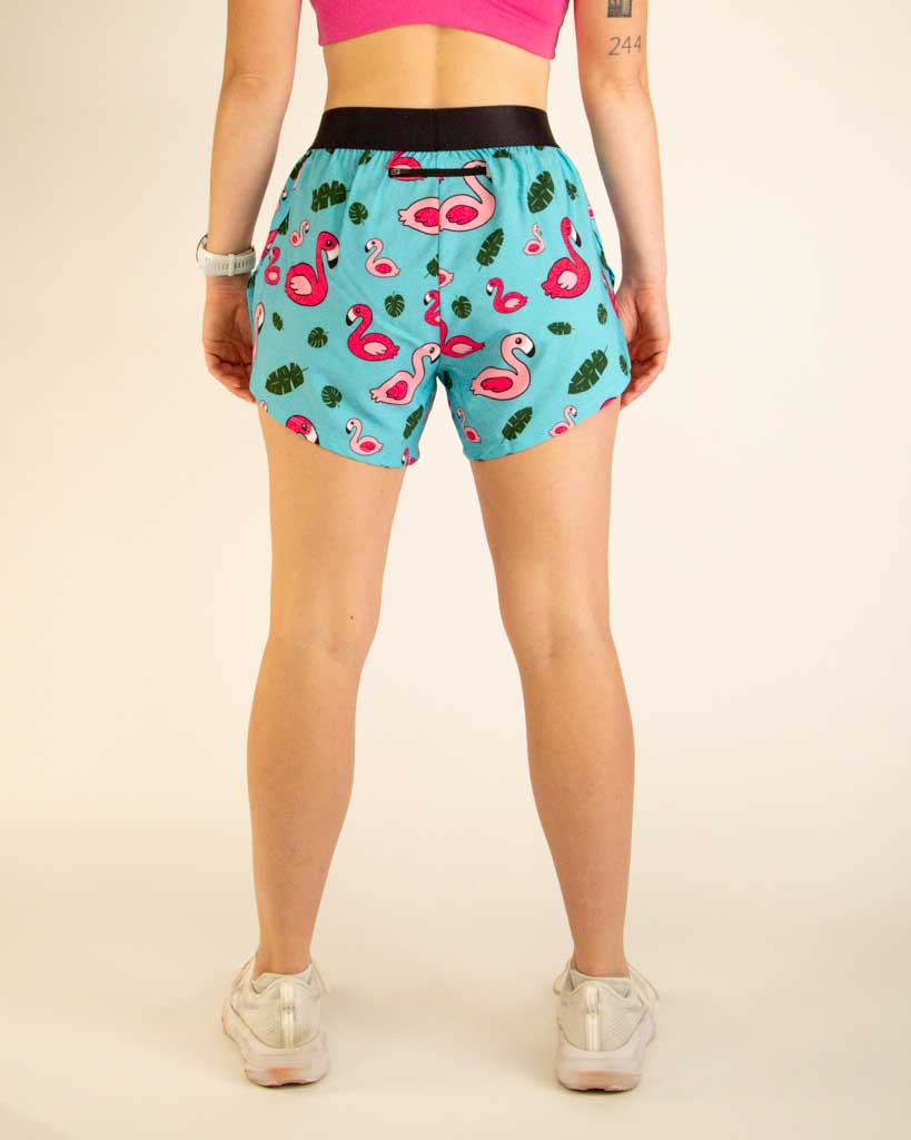 Women's Blue Flamingo 4" Split Shorts