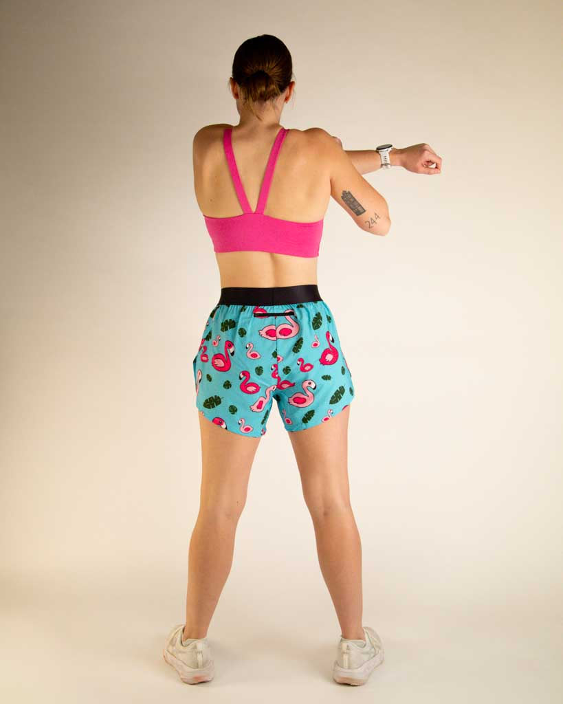 Women's Blue Flamingo 4" Split Shorts