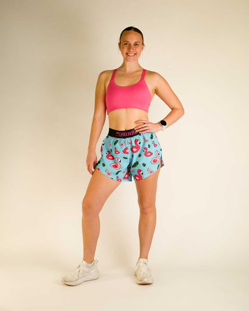 Women's Blue Flamingo 4" Split Shorts