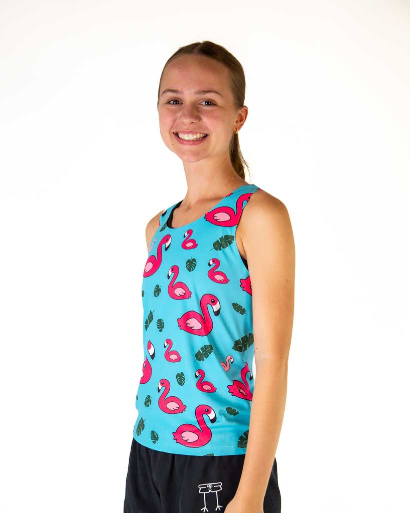 Women's Blue Flamingo Performance Singlet