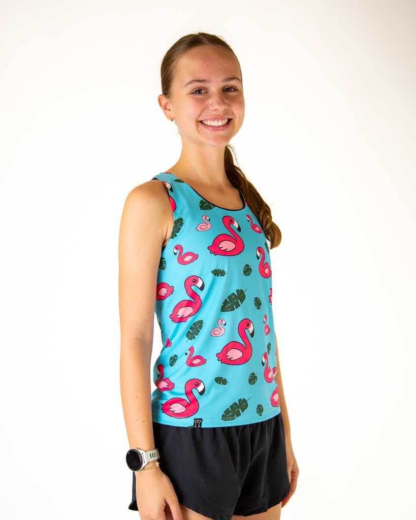 Women's Blue Flamingo Performance Singlet