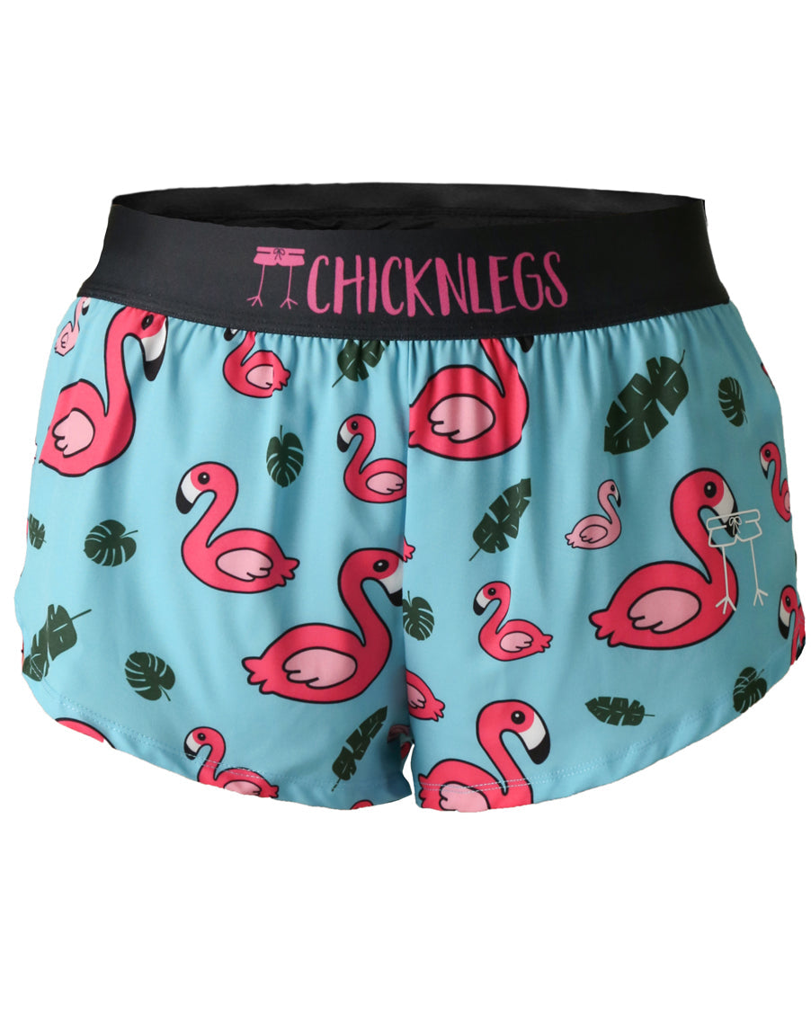 Women's Blue Flamingo 1.5" Split Shorts
