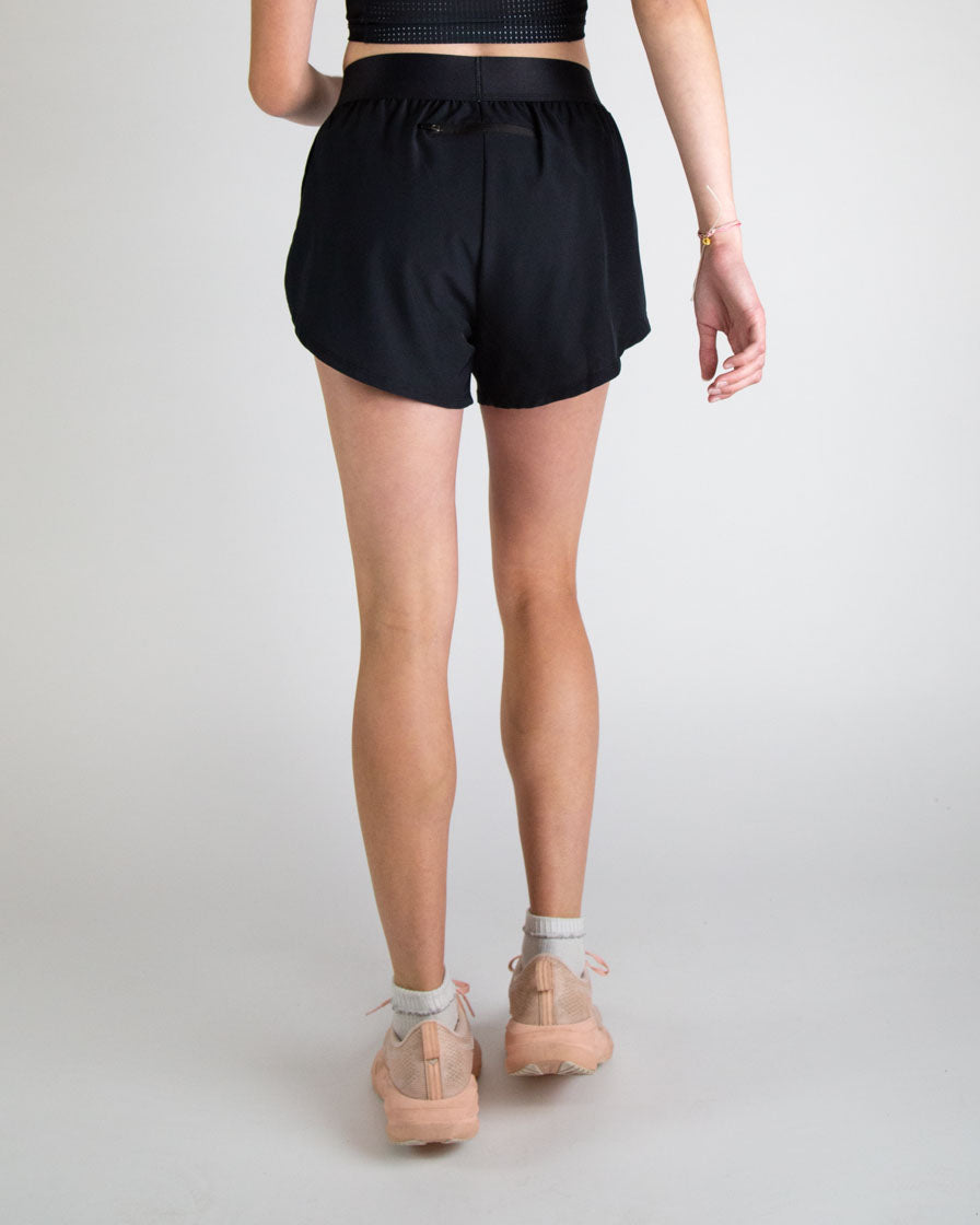 Women's Black 4" Split Shorts