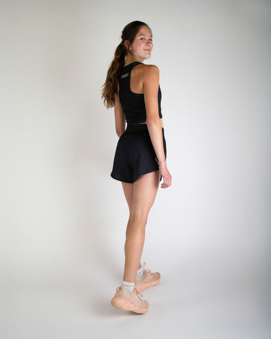 Women's Black 4" Split Shorts