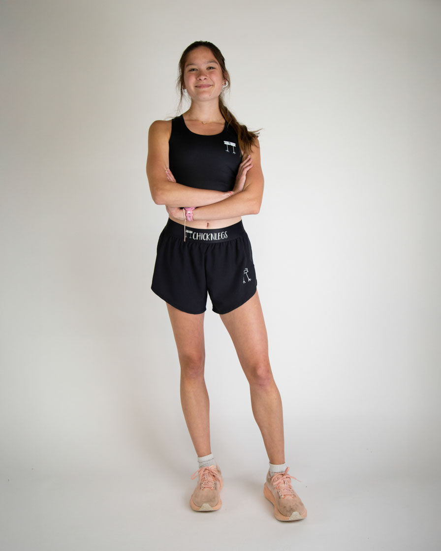 Women's Black 4" Split Shorts