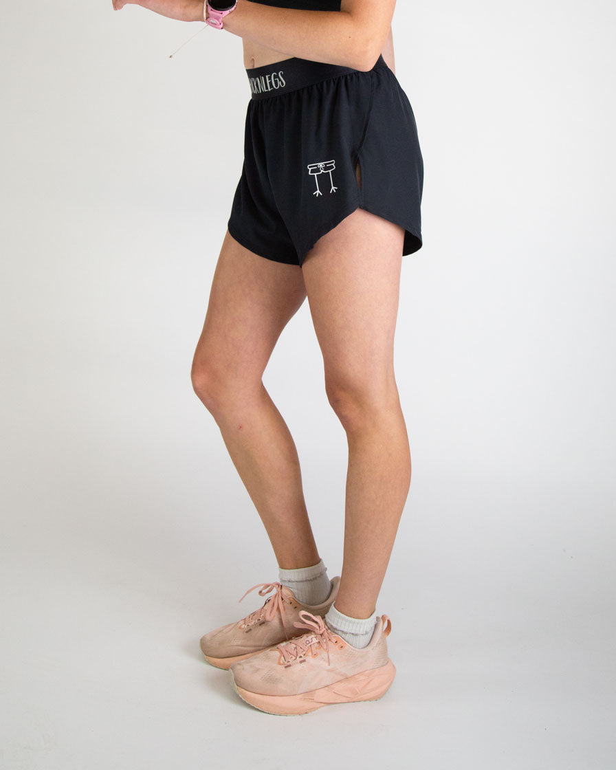 Women's Black 4" Split Shorts