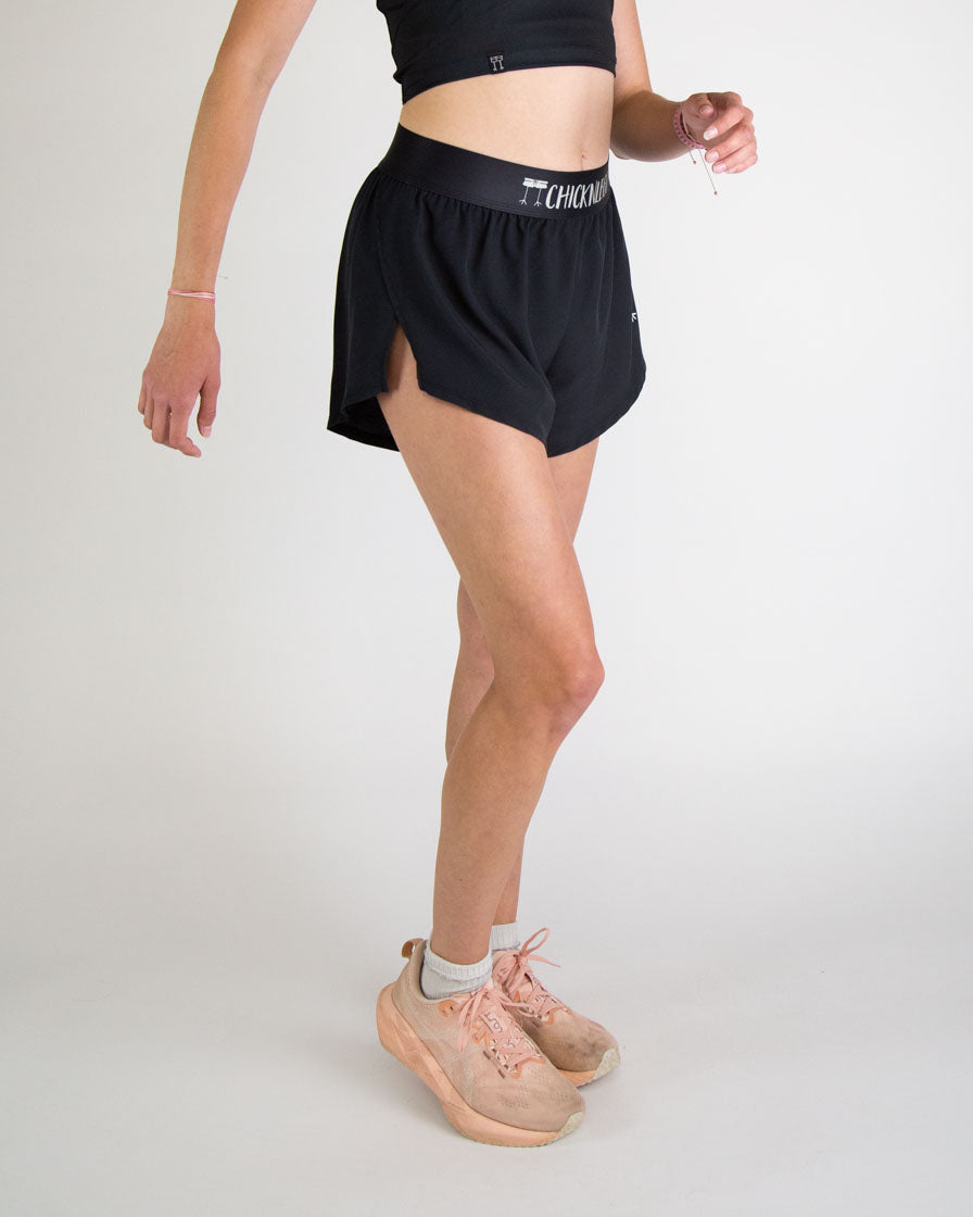Women's Black 4" Split Shorts
