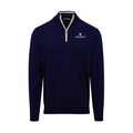 Johns Hopkins Navy with White Trim Luxury Touch Cotton and Cashmere Quarter Zip Sweater