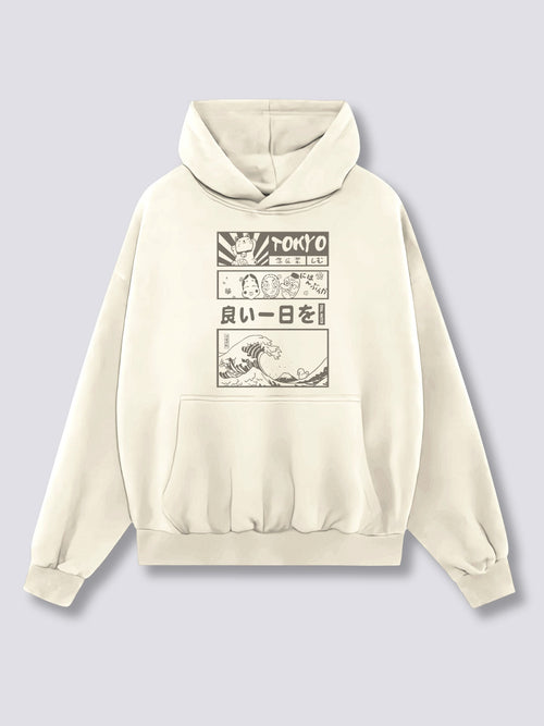 Front Print - Tokyo Wave Hoodie