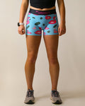 Women's Blue Flamingo 3" Compression Shorts