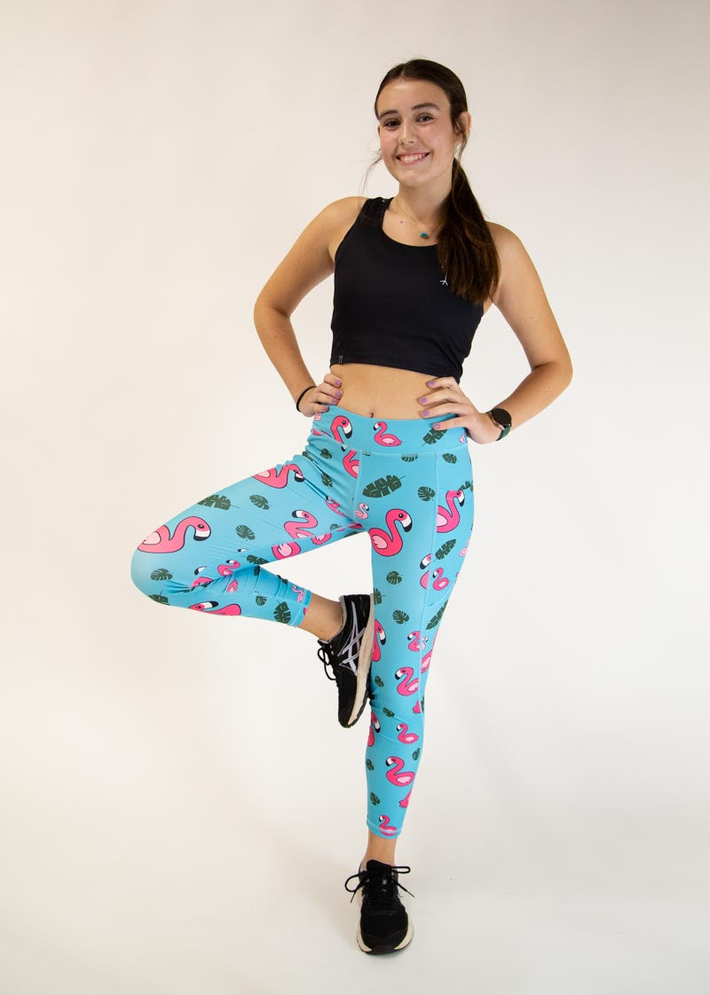 Women's Blue Flamingos Leggings