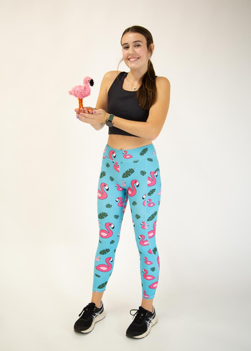 Women's Blue Flamingos Leggings