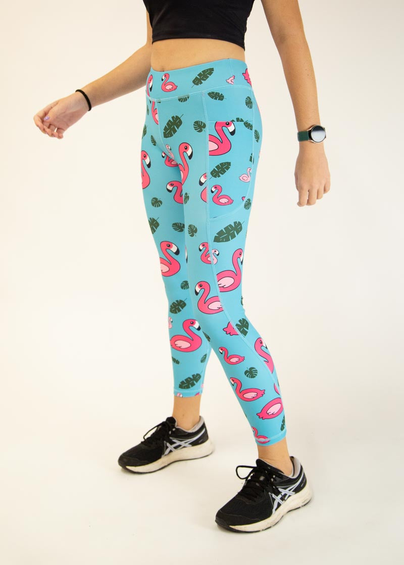 Women's Blue Flamingos Leggings