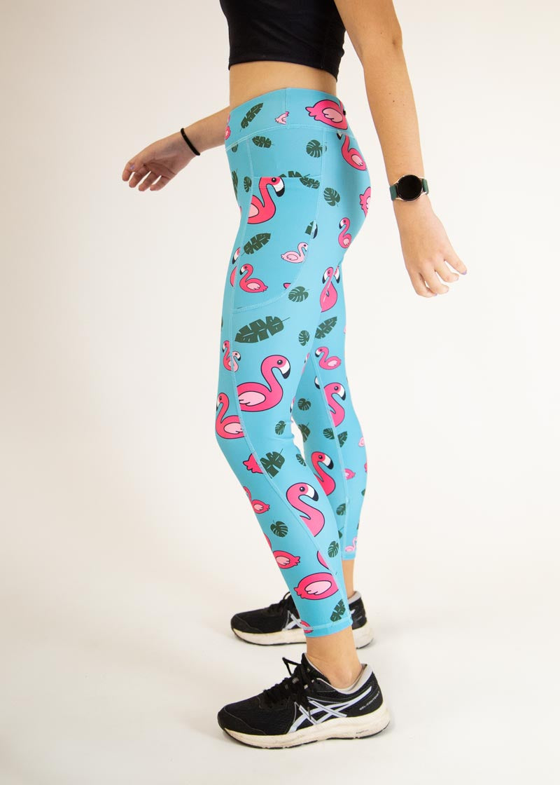 Women's Blue Flamingos Leggings