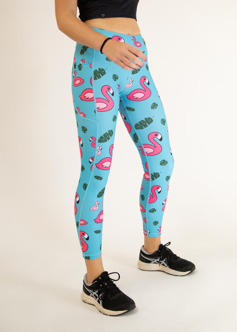 Women's Blue Flamingos Leggings