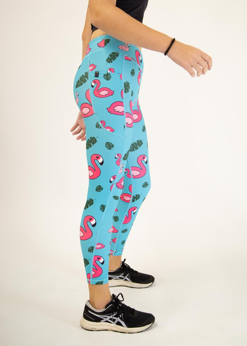 Women's Blue Flamingos Leggings