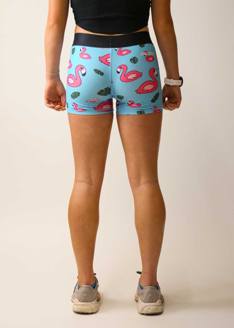 Women's Blue Flamingo 3" Compression Shorts